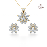 Round Brilliant Diamond Floral Pendant Set for Women