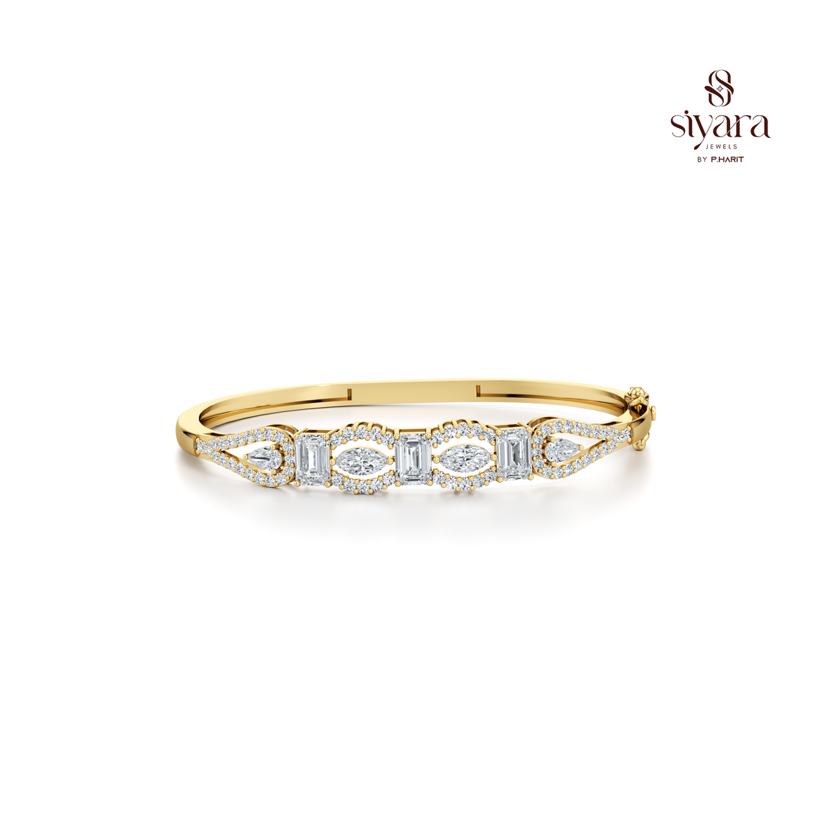 Premium Geometric Crystal Bangle Bracelet for Women