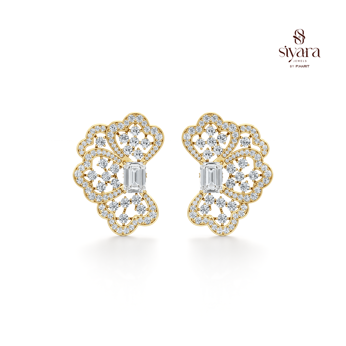 Floral Crystal Stud Earrings for Women