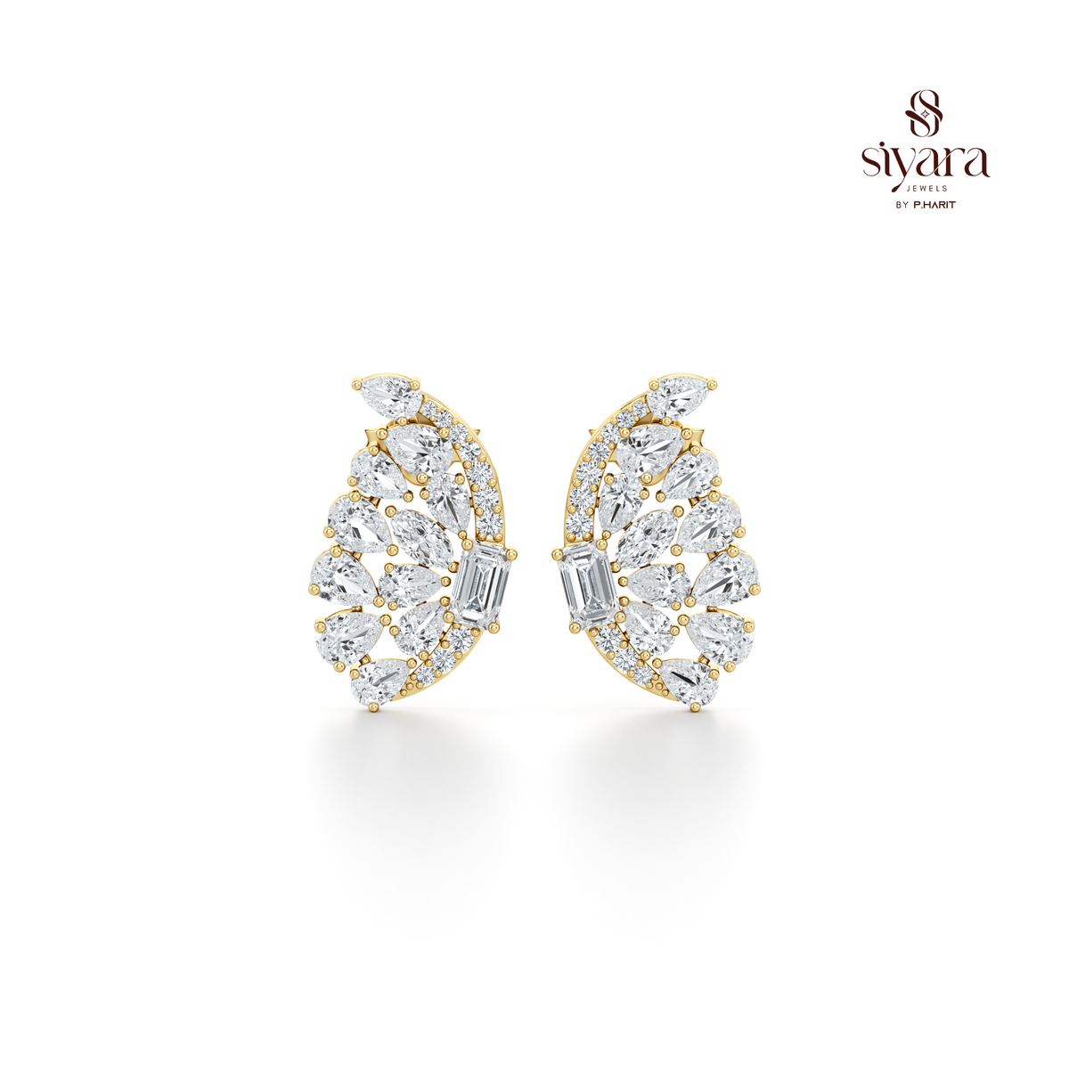 Premium Abstract Crystal Stud Earrings for Women