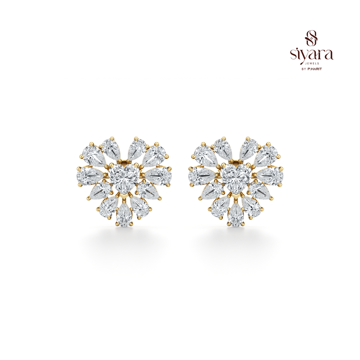Floral Crystal Stud Earrings for Women