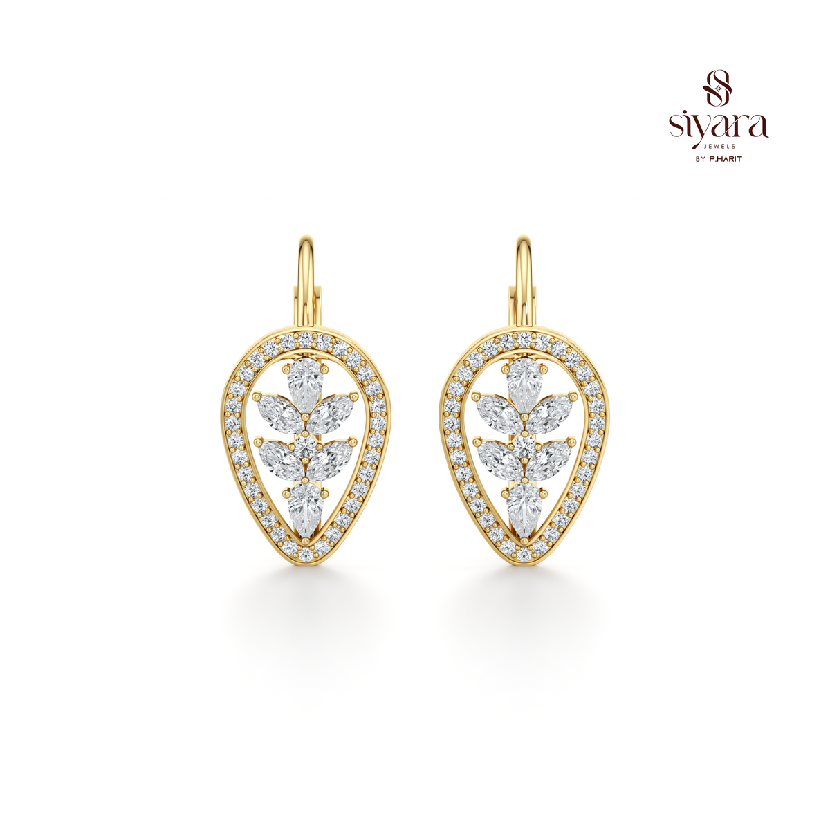 Leaf Crystal Drop Earrings for Women